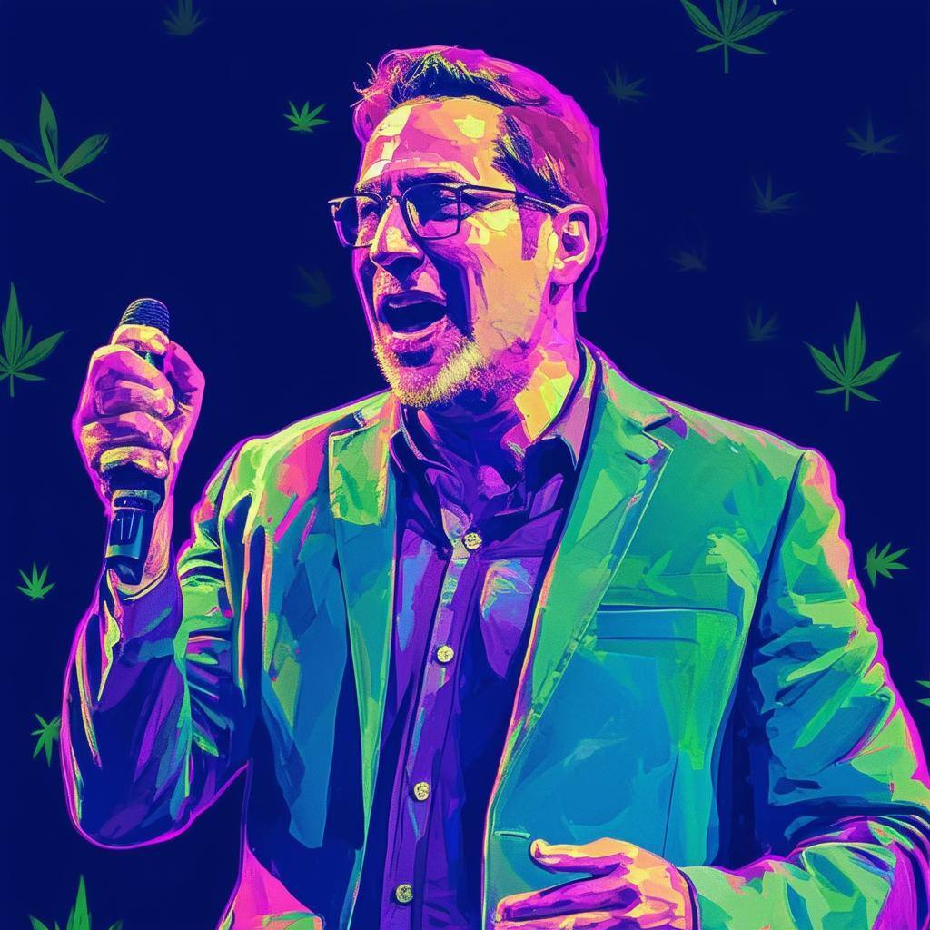 An image of Ross Gerber passionately advocating for cannabis as a huge investment opportunity, speaking at the Benzinga Cannabis Capital Conference in